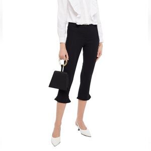 NWT ba&sh Twill Slim Leg Pant Ruffle Hem Noir Miguel - Size 8